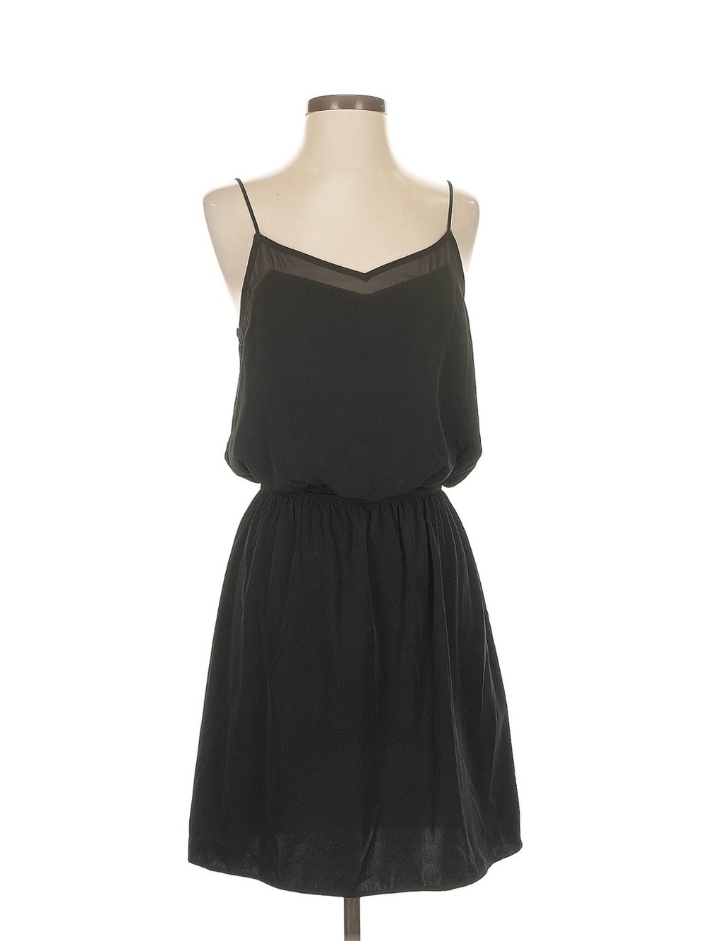 Express Black Midi Slip Dress with Sheer V-Neck